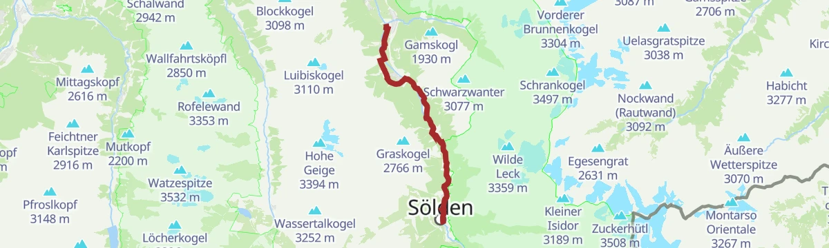 Route map: Ötztal Radweg Etappe 4: Längenfeld - Sölden